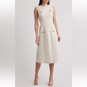 Button Cotton & Linen Blend Dress